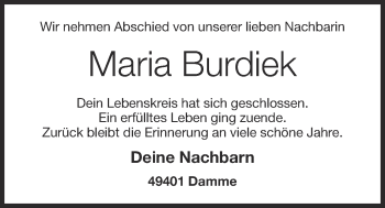Anzeige von Maria Burdiek von OM-Medien