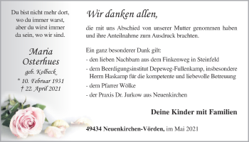 Anzeige von Maria Osterhues von OM-Medien
