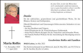 Anzeige von Maria Rolfes von OM-Medien