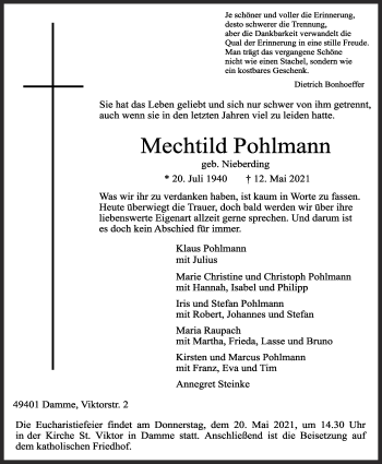 Anzeige von Mechthild Pohlmann von OM-Medien