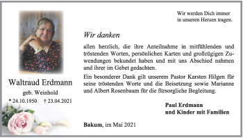 Anzeige von Waltraud Erdmann von OM-Medien