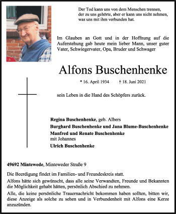 Anzeige von Alfons Buschenhenke von OM-Medien