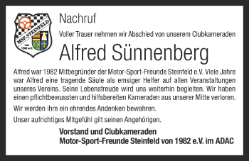 Anzeige von Alfred Sünnenberg von OM-Medien