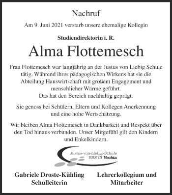 Anzeige von Alma Flottemesch von OM-Medien