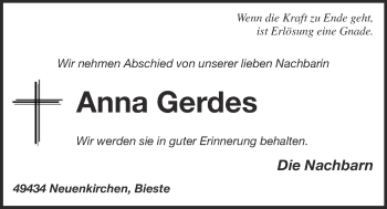 Anzeige von Anna Gerdes von OM-Medien