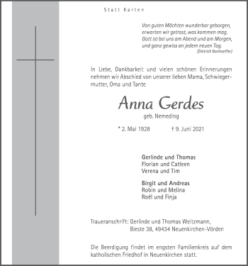 Anzeige von Anna Gerdes von OM-Medien