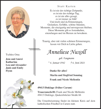 Anzeige von Anneliese Nuxoll von OM-Medien