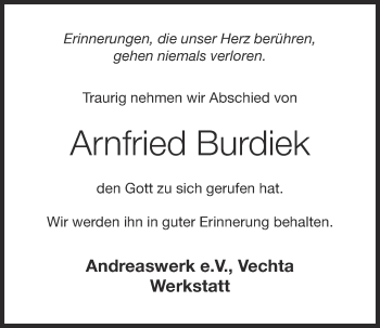 Anzeige von Arnfried Burdiek von OM-Medien