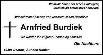 Anzeige von Arnfried Burdiek von OM-Medien