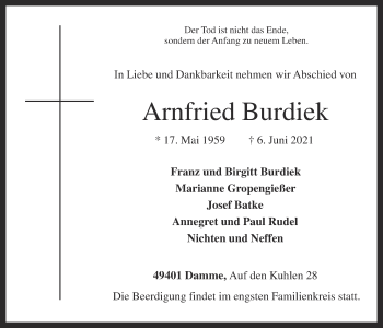 Anzeige von Arnfried Burdiek von OM-Medien