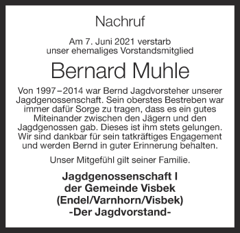 Anzeige von Bernard Muhle von OM-Medien