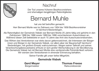 Anzeige von Bernard Muhle von OM-Medien