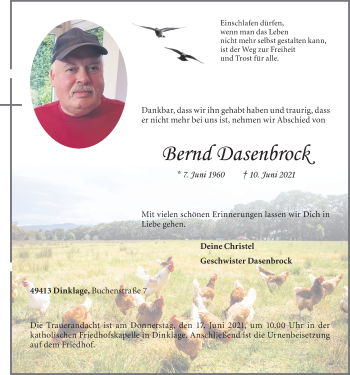 Anzeige von Bernd Dasenbrock von OM-Medien