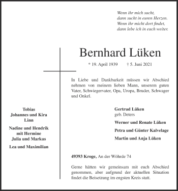 Anzeige von Bernhard Lüken von OM-Medien