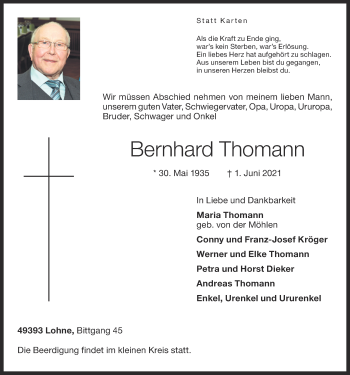 Anzeige von Bernhard Thomann von OM-Medien