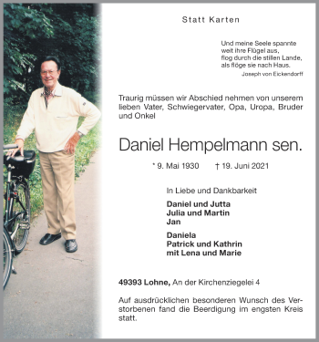 Anzeige von Daniel Hempelmann von OM-Medien