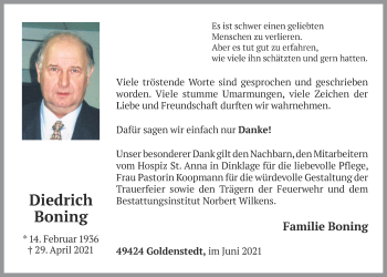 Anzeige von Diedrich Boning von OM-Medien