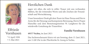 Anzeige von Elfriede Vornhusen von OM-Medien