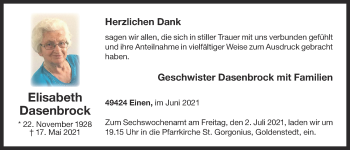 Anzeige von Elisabeth Dasenbrock von OM-Medien
