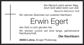 Anzeige von Erwin Egert von OM-Medien