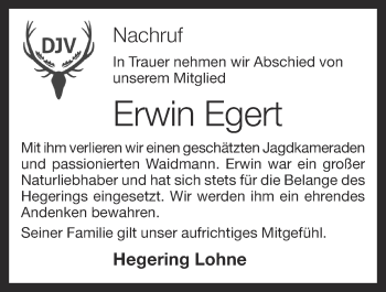Anzeige von Erwin Egert von OM-Medien