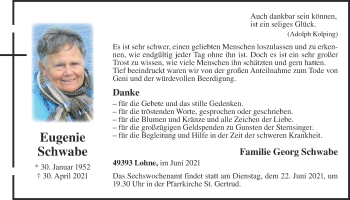 Anzeige von Eugenie Schwabe von OM-Medien