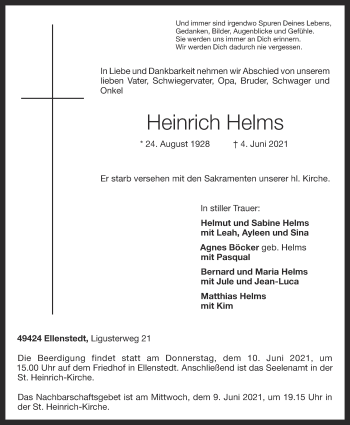 Anzeige von Heinrich Helms von OM-Medien
