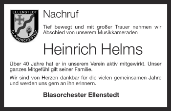 Anzeige von Heinrich Helms von OM-Medien