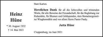 Anzeige von Heinz Hüne von OM-Medien