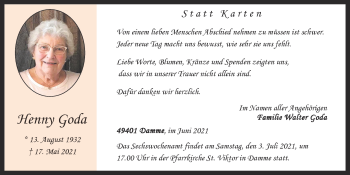 Anzeige von Henny Goda von OM-Medien