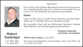 Anzeige von Hubert Tombrägel von OM-Medien