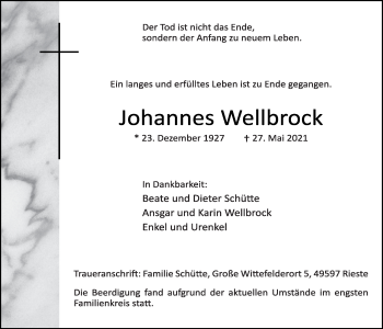 Anzeige von Johannes Wellbrock von OM-Medien
