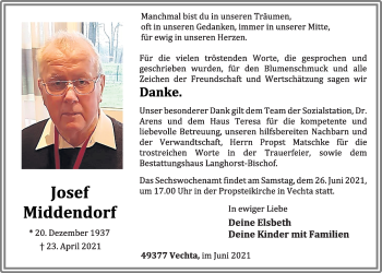 Anzeige von Josef Middendorf von OM-Medien
