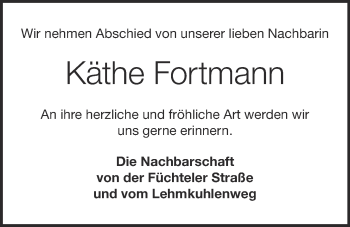 Anzeige von Käthe Fortmann von OM-Medien