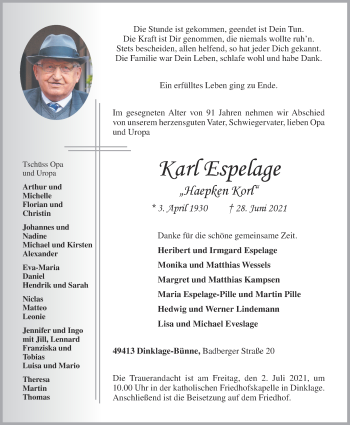 Anzeige von Karl Espelage von OM-Medien