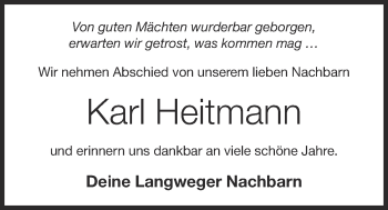 Anzeige von Karl Heitmann von OM-Medien