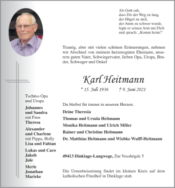 Anzeige von Karl Heitmann von OM-Medien