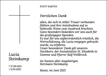 Anzeige von Lucia Steinkamp von OM-Medien