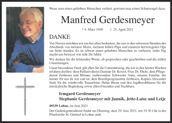 Anzeige von Manfred Gerdesmeyer von OM-Medien
