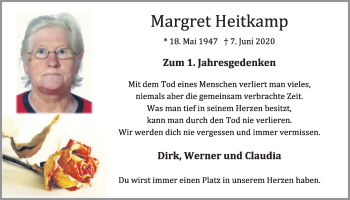 Anzeige von Margret Heitkamp von OM-Medien