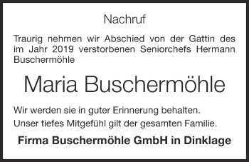 Anzeige von Maria Buschermöhle von OM-Medien