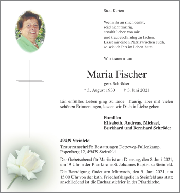 Anzeige von Maria Fischer von OM-Medien
