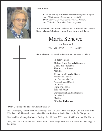 Anzeige von Maria Schewe von OM-Medien