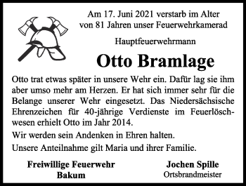 Anzeige von Otto Bramlage von OM-Medien