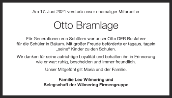 Anzeige von Otto Bramlage von OM-Medien