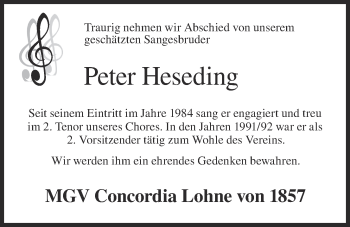 Anzeige von Peter Heseding von OM-Medien