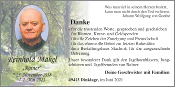 Anzeige von Reinhold Mäkel von OM-Medien