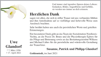 Anzeige von Uwe Glandorf von OM-Medien