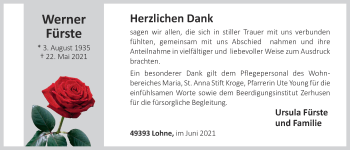 Anzeige von Werner Fürste von OM-Medien