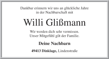 Anzeige von Willi Glißmann von OM-Medien
